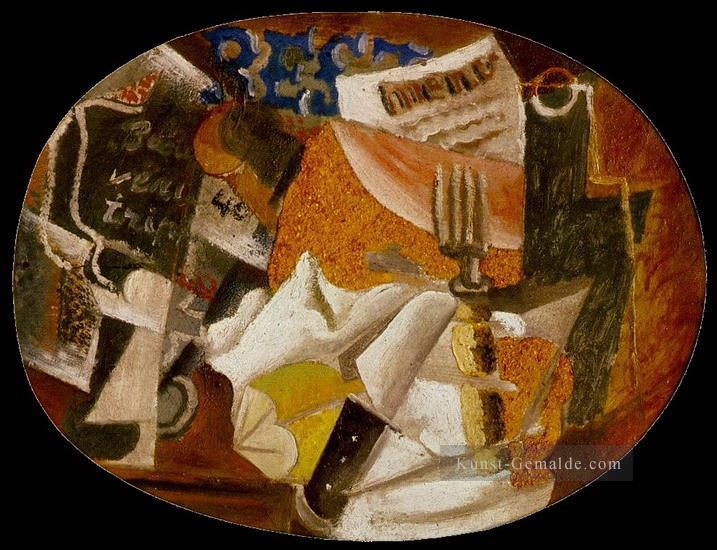 Couteau fourchette menu bouteille jambon 1914 kubismus Pablo Picasso Ölgemälde